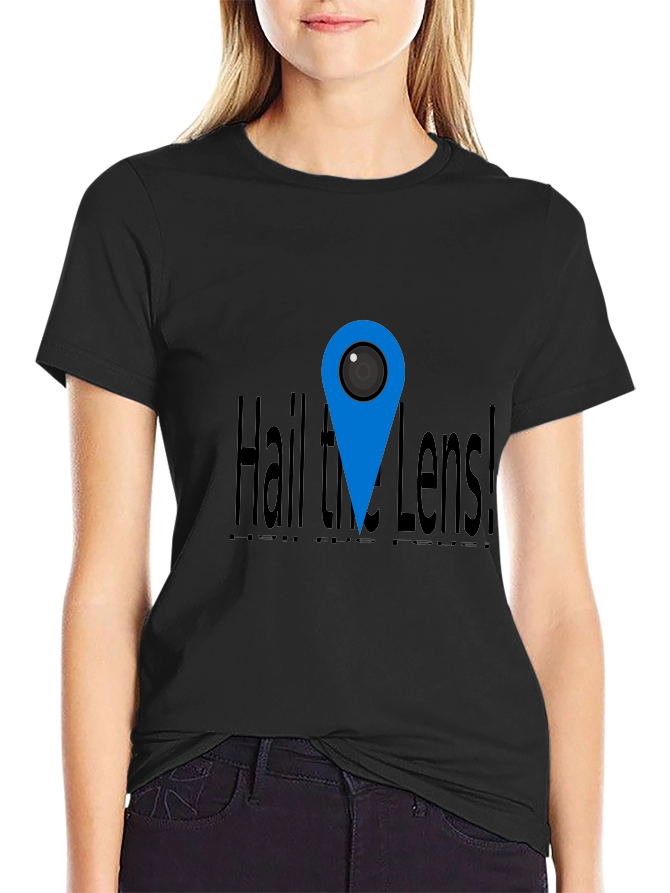 Hail the Lens! Black Graphic Print Tee