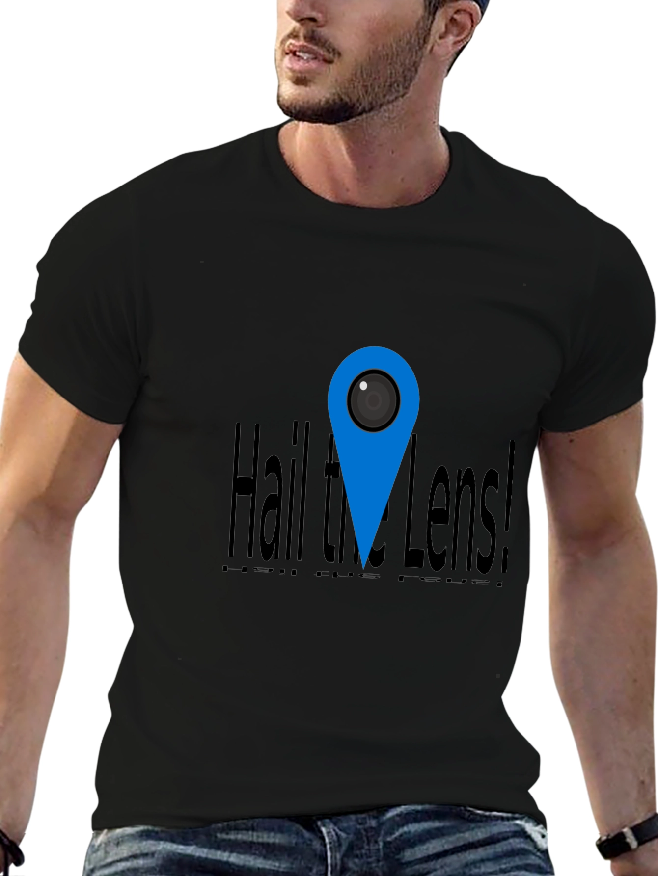 Hail the Lens! Black Graphic Print Tee