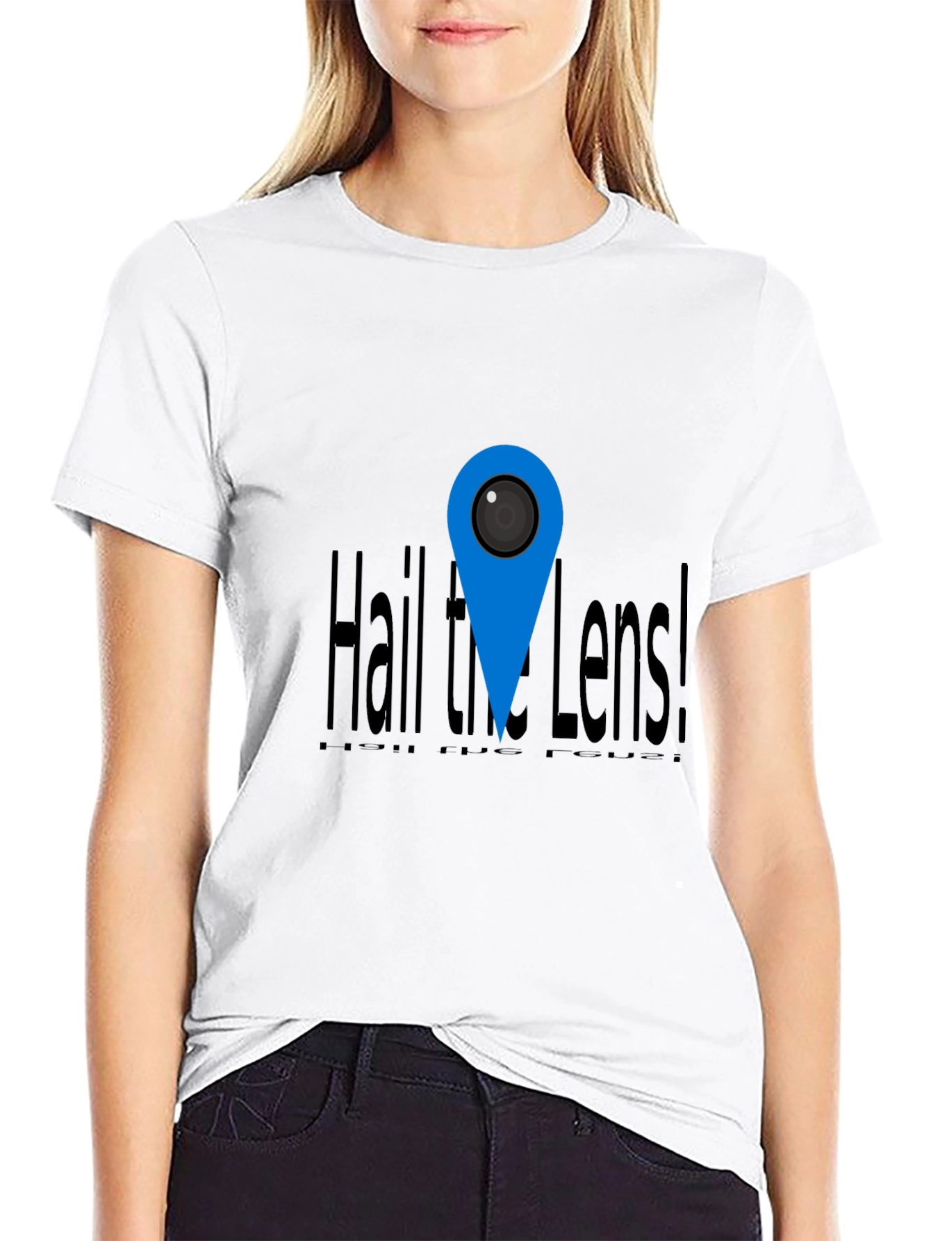 Hail the Lens! Black Graphic Print Tee