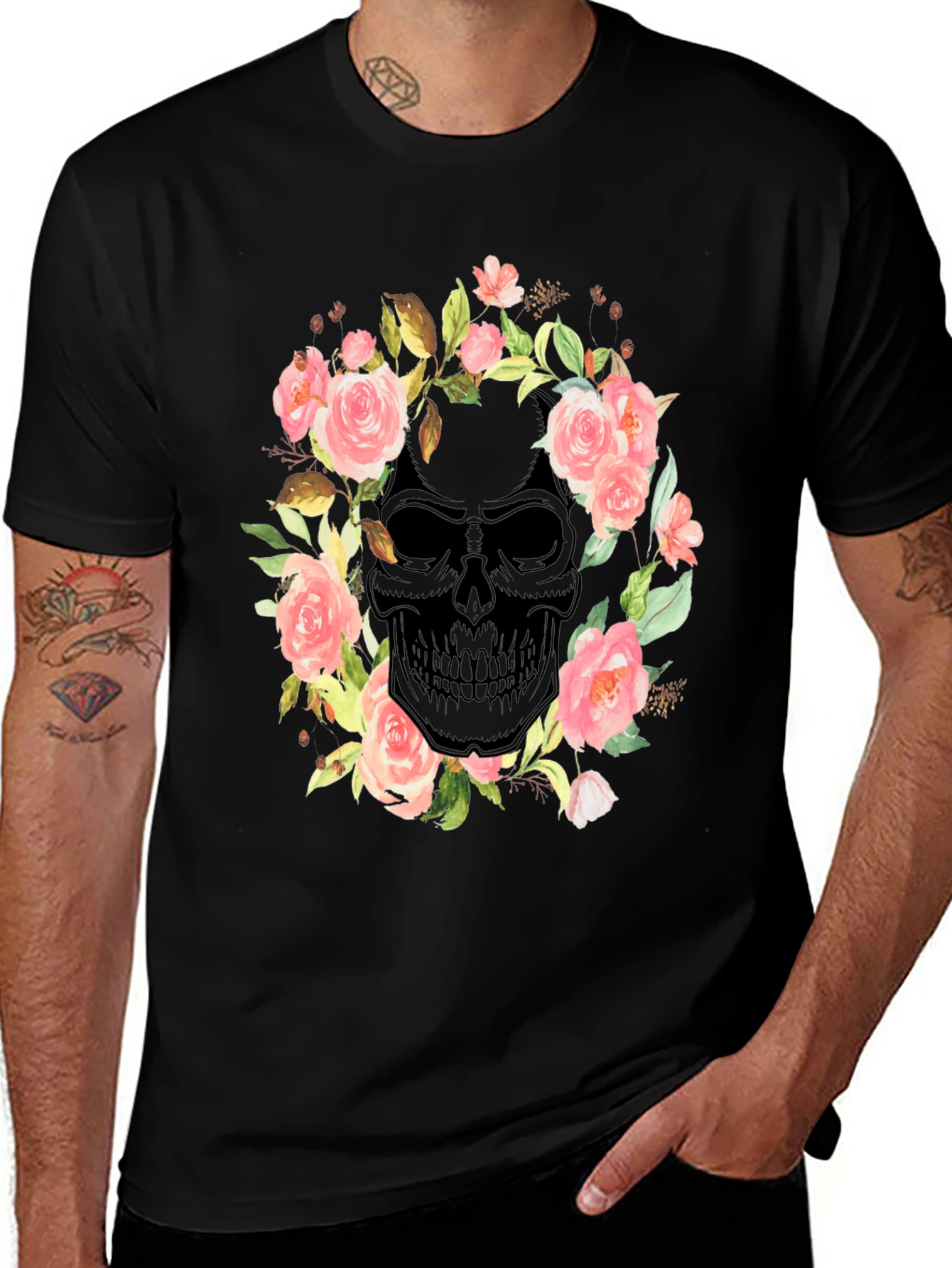Floral Skull Graphic Tee