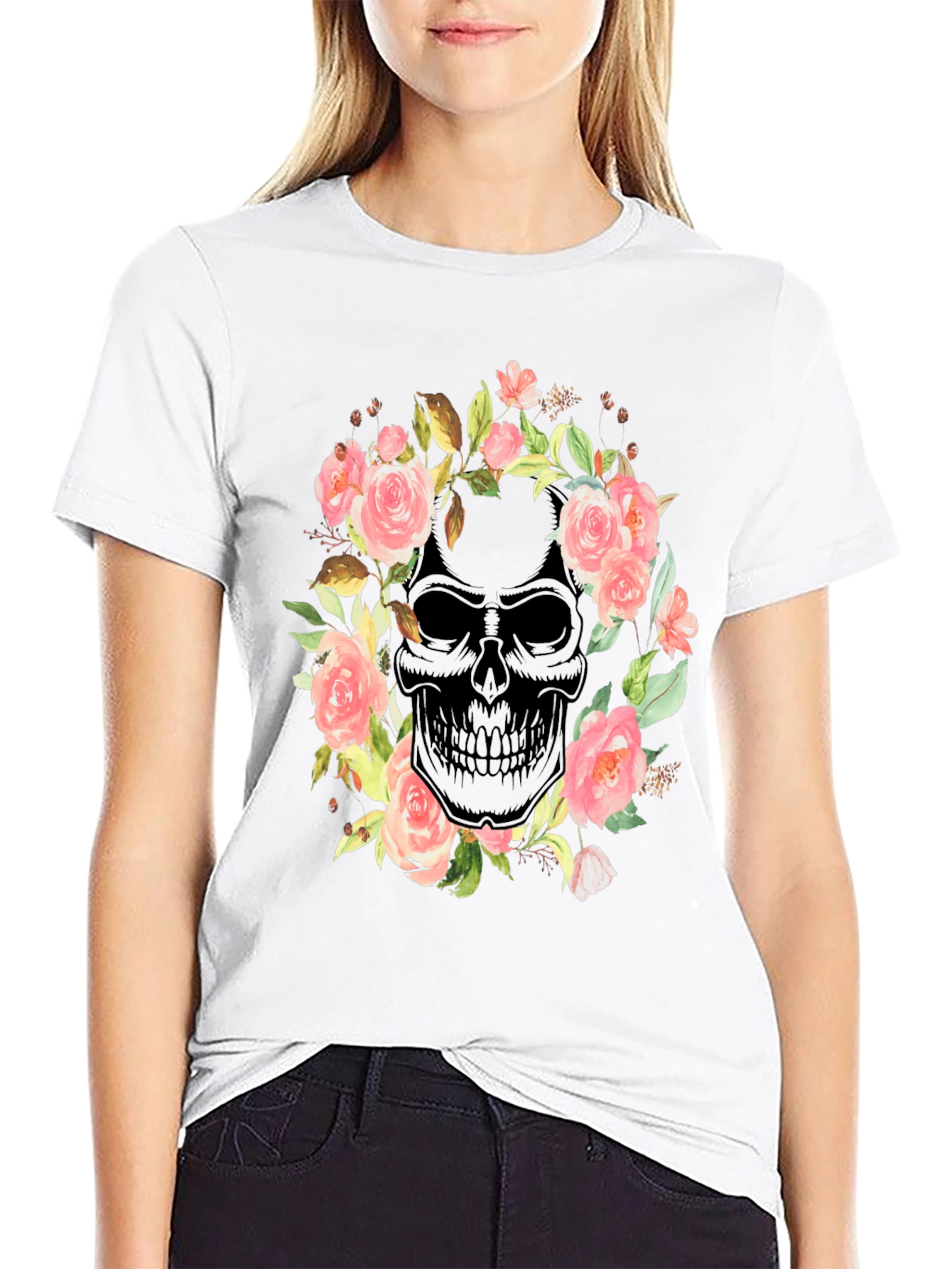 Floral Skull Graphic Tee