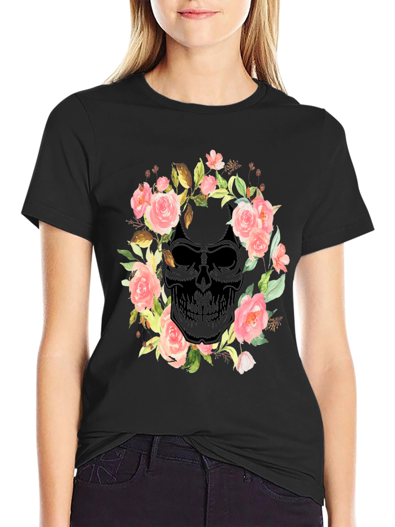 Floral Skull Graphic Tee