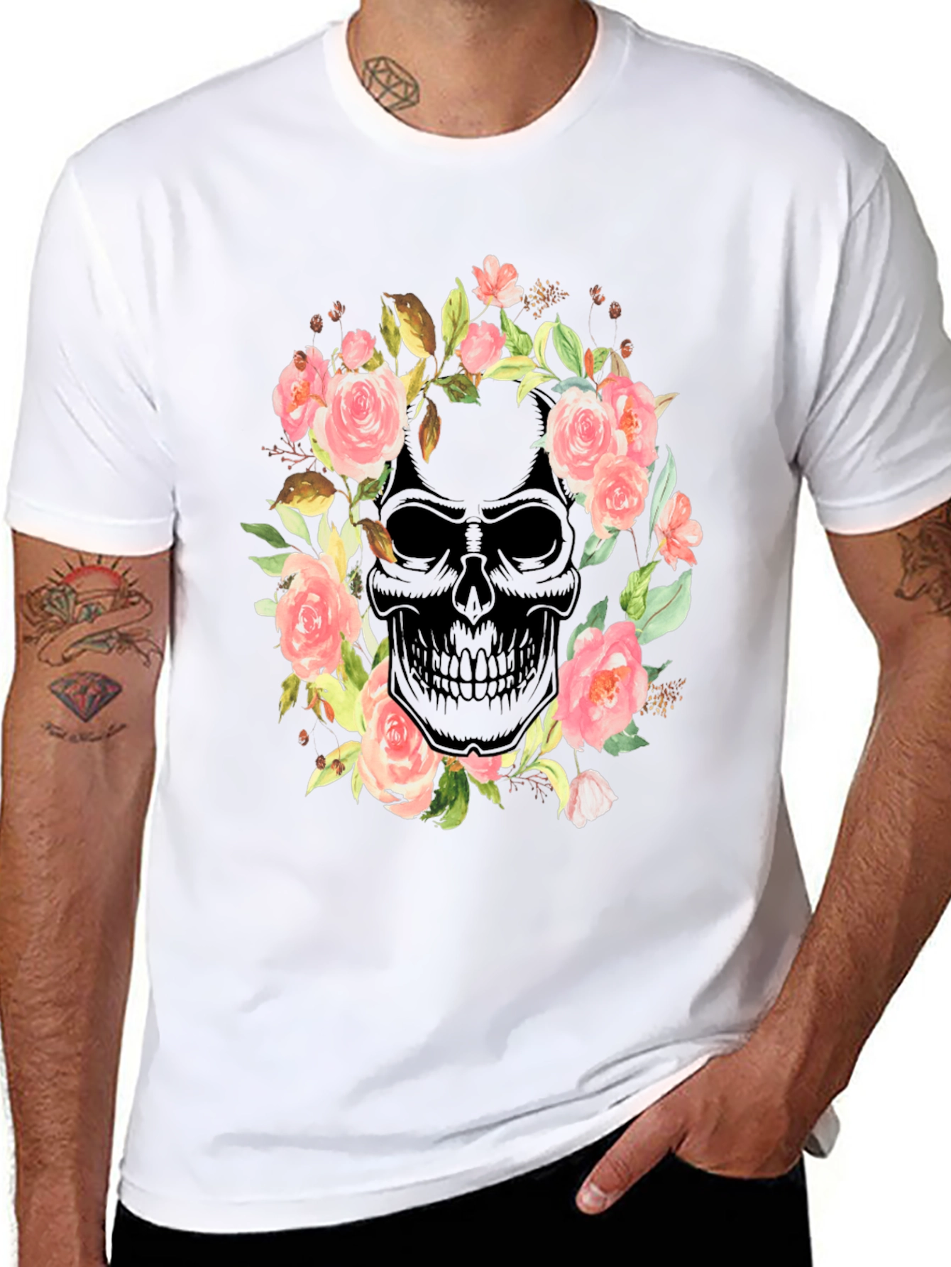 Floral Skull Graphic Tee