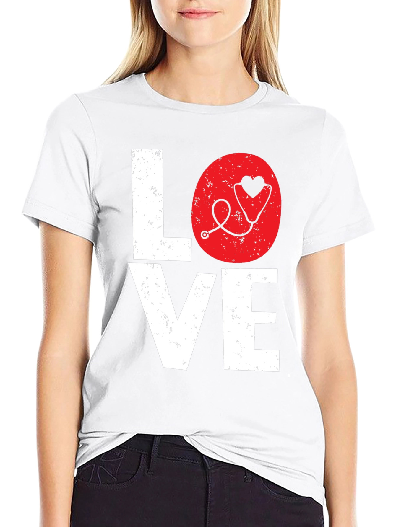 Love Nurse Stethoscope Heart Graphic Tee