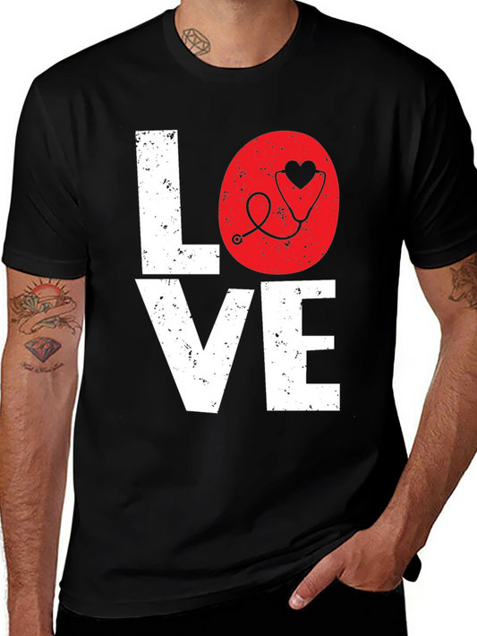 Love Nurse Stethoscope Heart Graphic Tee