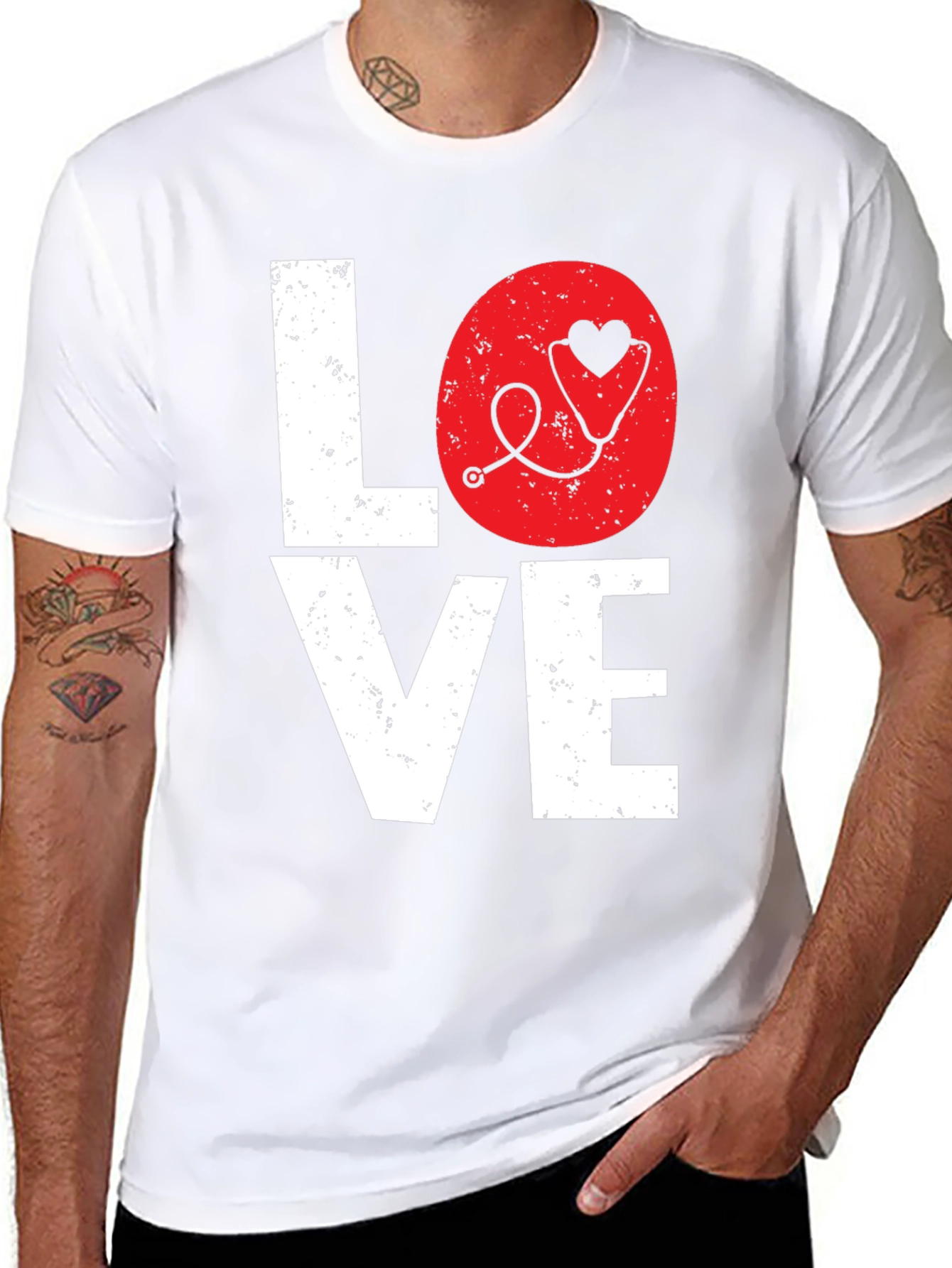 Love Nurse Stethoscope Heart Graphic Tee