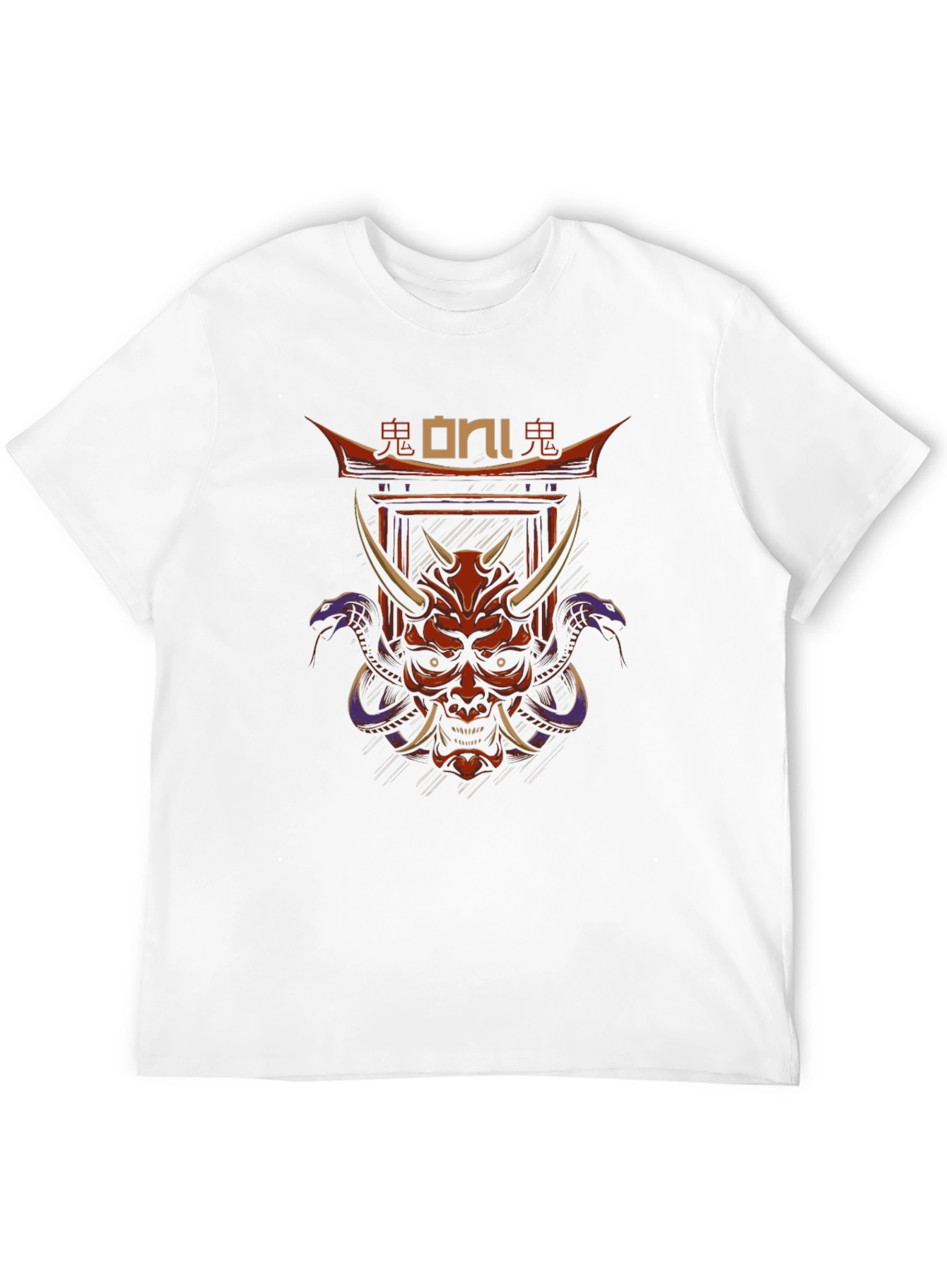 Oni Mask Graphic Tee - Japanese Demon
