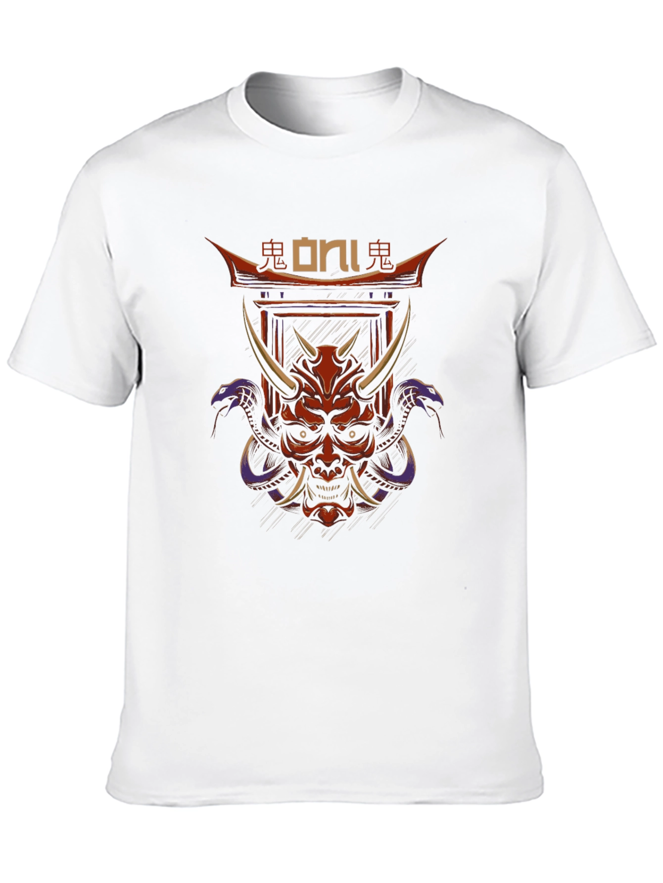 Oni Mask Graphic Tee - Japanese Demon