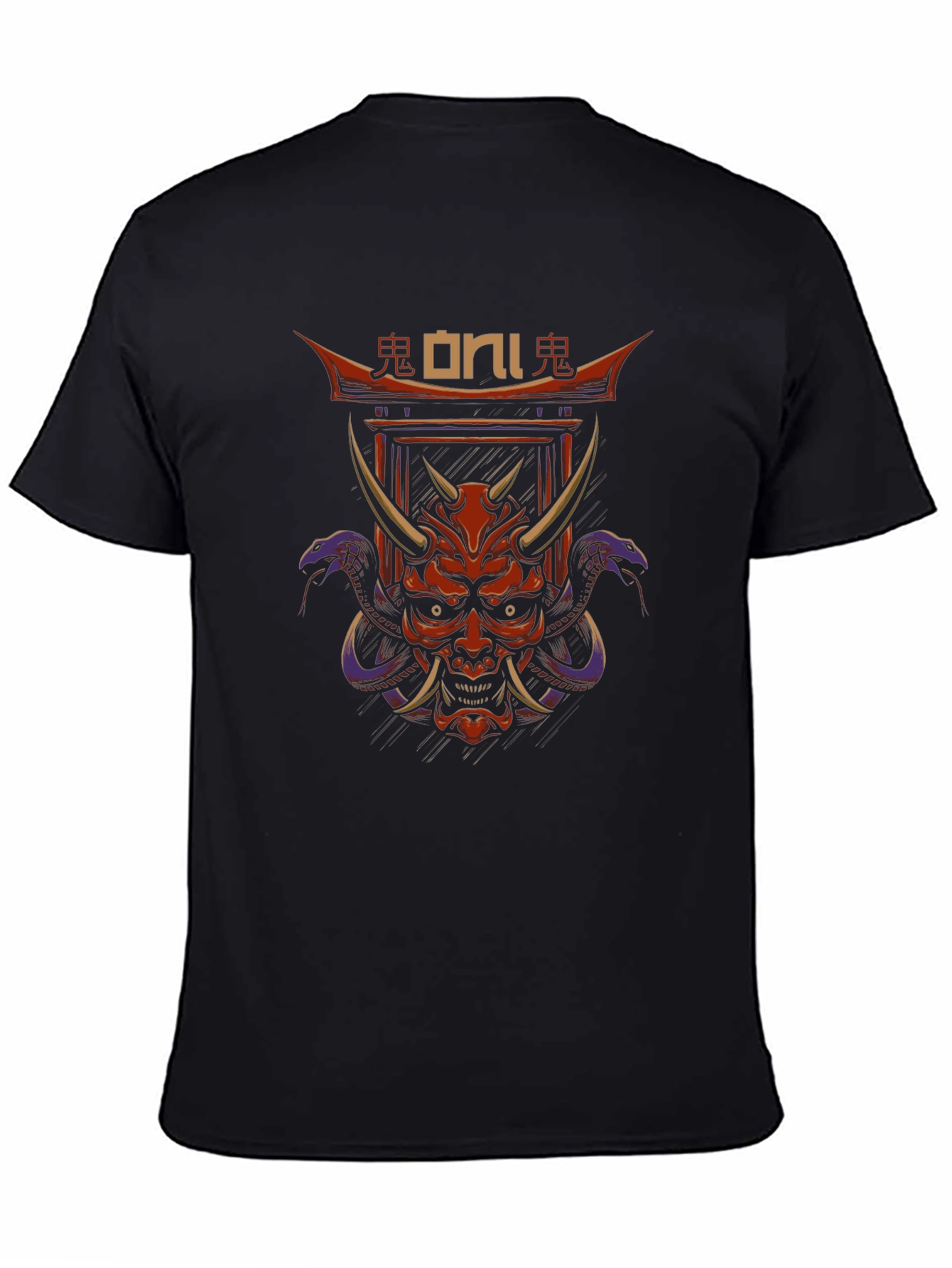 Oni Mask Graphic Tee - Japanese Demon