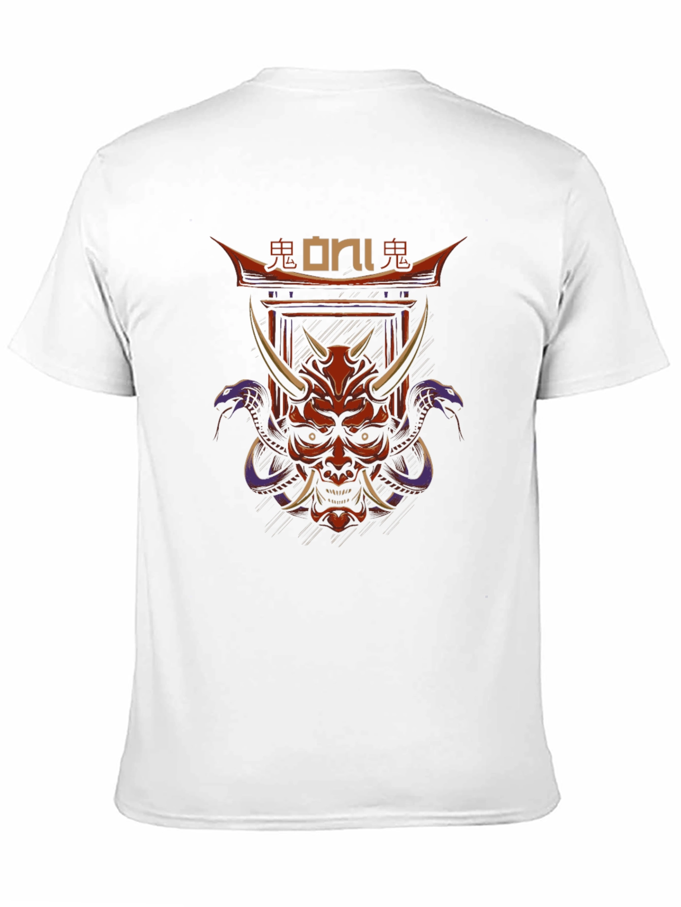 Oni Mask Graphic Tee - Japanese Demon