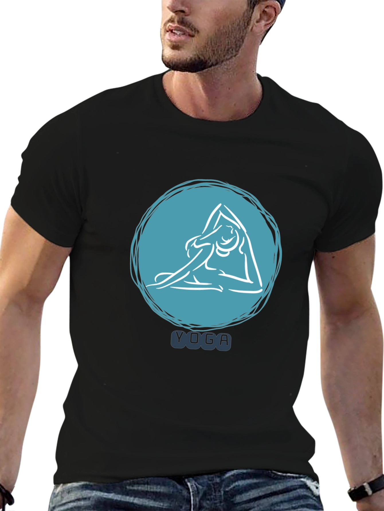 Yoga Pose T-Shirt - Black Relaxed Fit