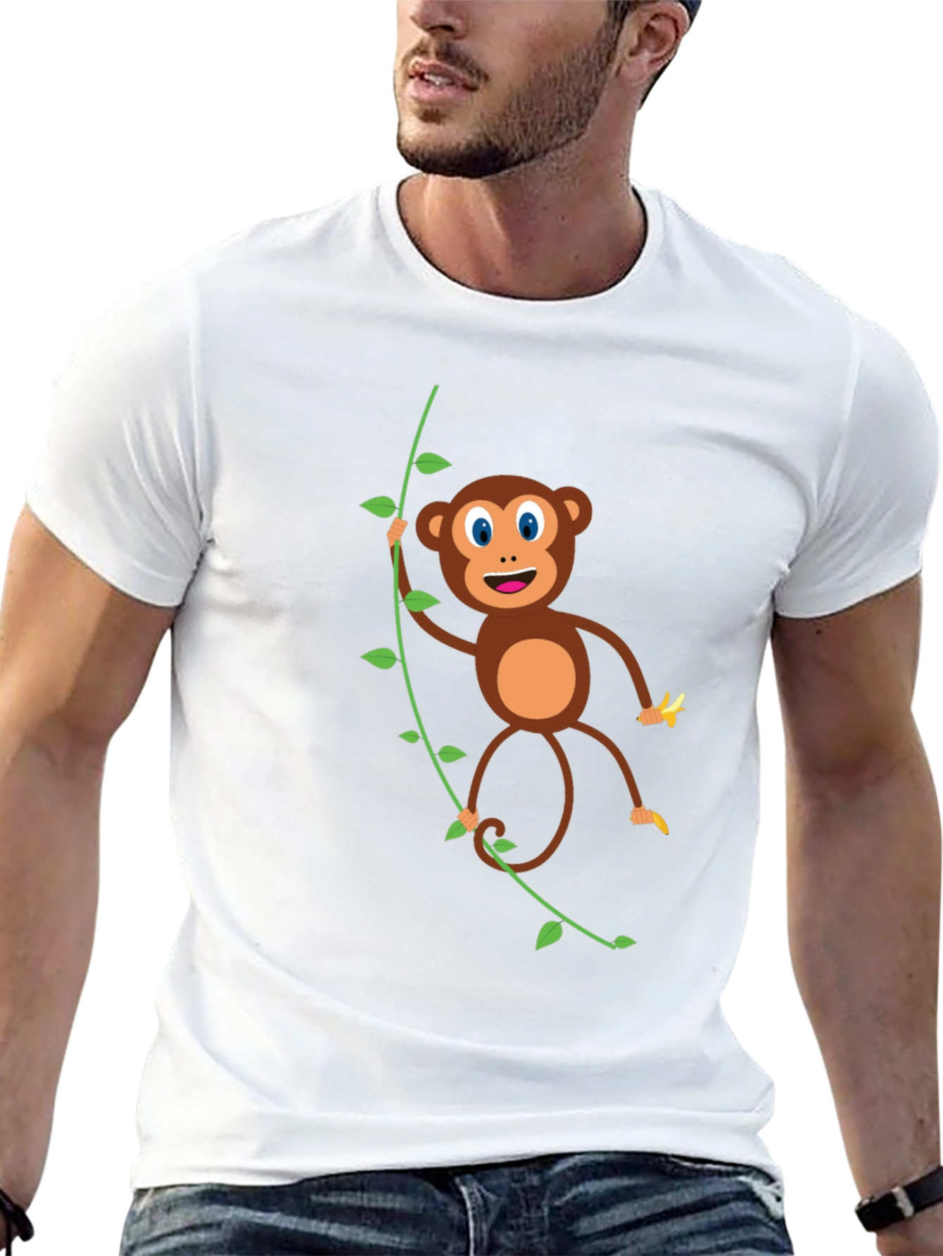 Cute Monkey Graphic T-Shirt - Black