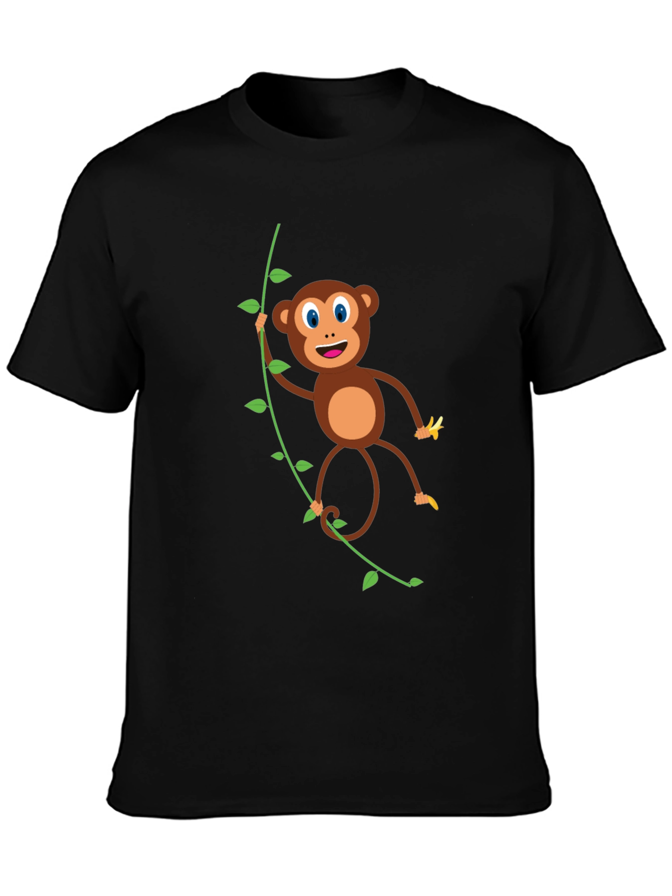 Cute Monkey Graphic T-Shirt - Black