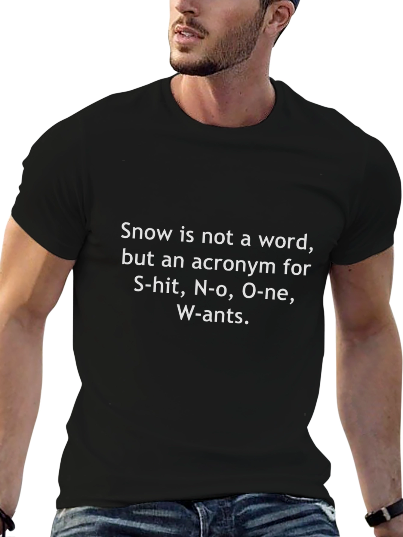 Funny Snow Acronym Black T-Shirt