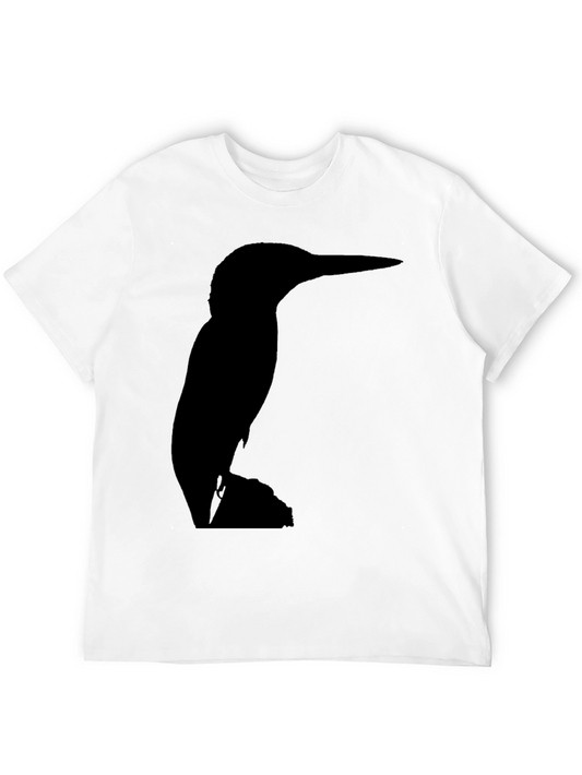 Kingfisher Bird Silhouette Black T-Shirt