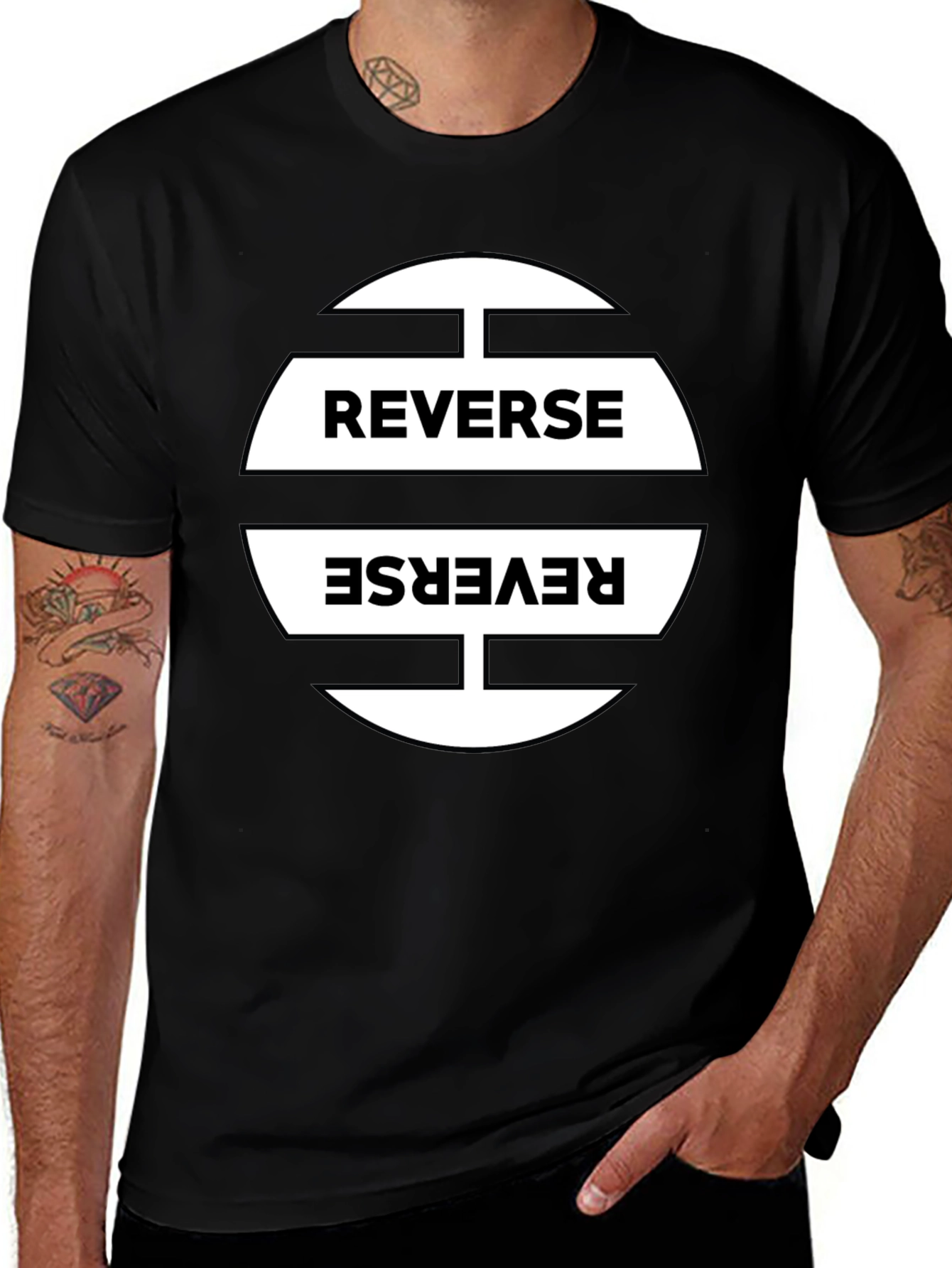 Reverse Graphic Print Black T-Shirt