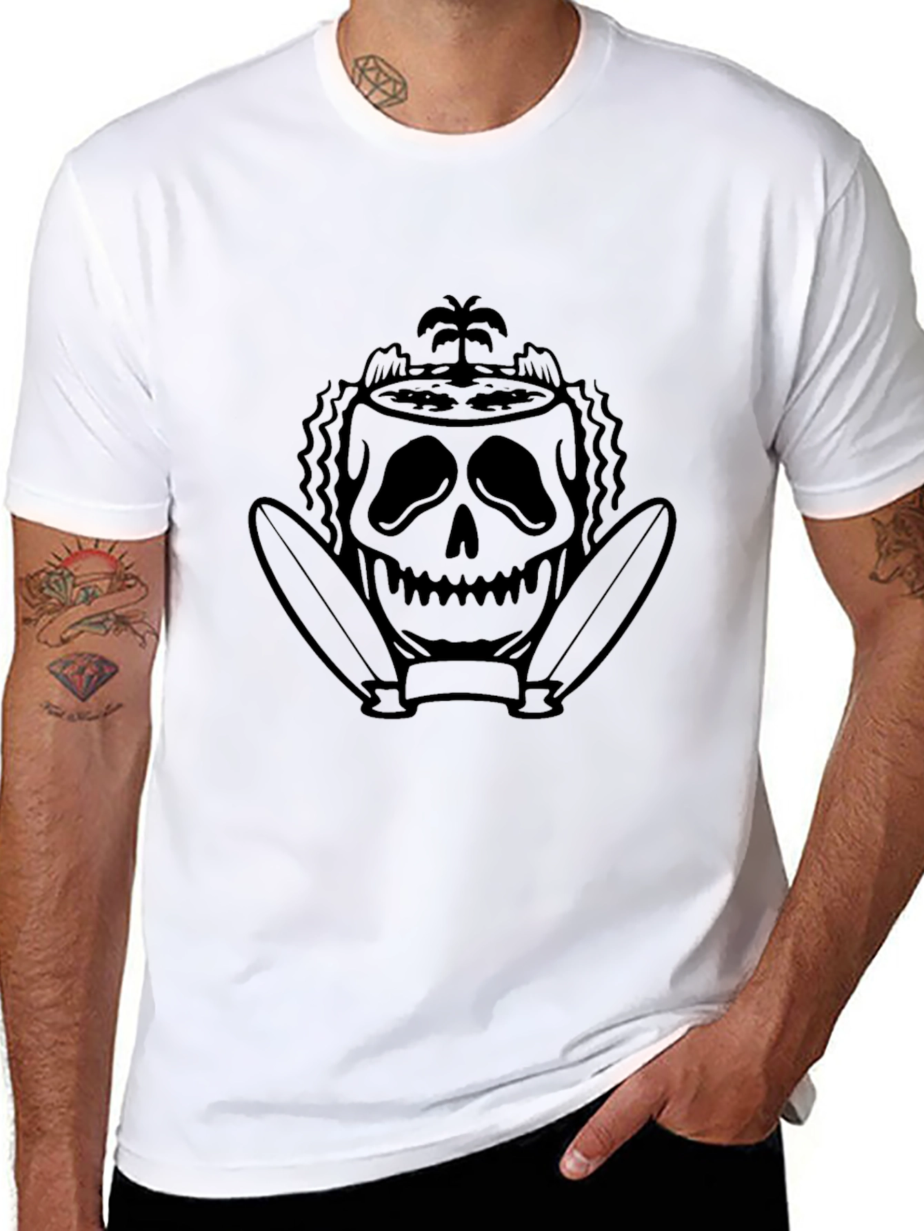 Skull Island Surf T-Shirt -  Black Graphic Tee