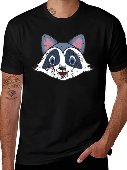 Funny Raccoon Graphic Tee - Distressed Style