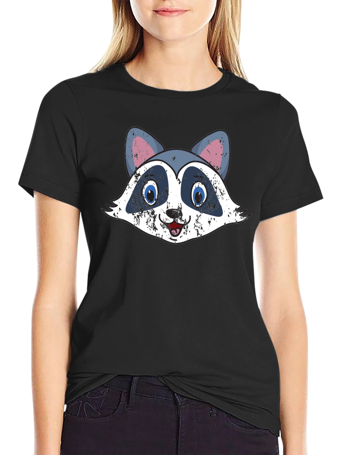 Funny Raccoon Graphic Tee - Distressed Style