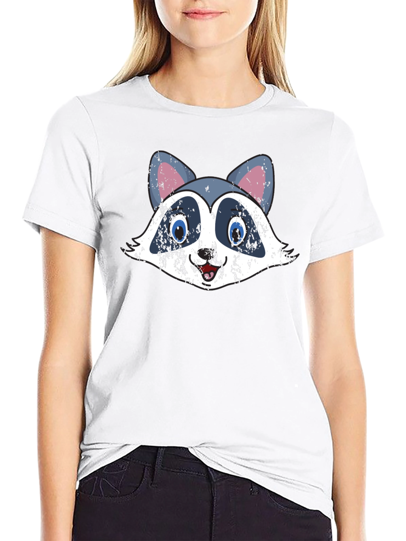 Funny Raccoon Graphic Tee - Distressed Style