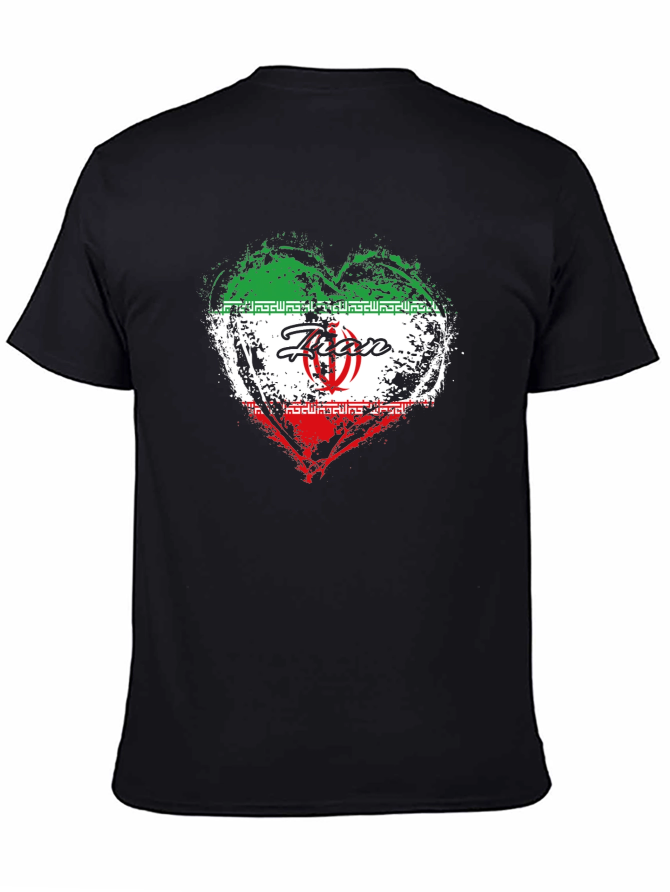 Iran Flag Heart T-Shirt - Black