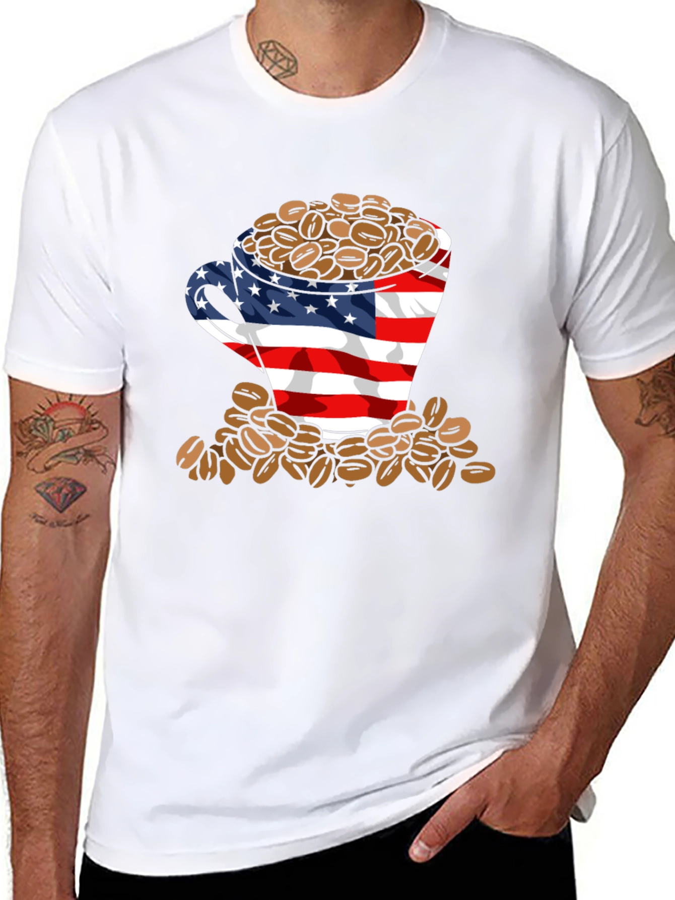 American Flag Coffee Bean T-Shirt