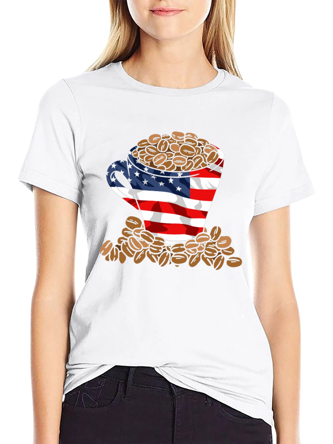 American Flag Coffee Bean T-Shirt