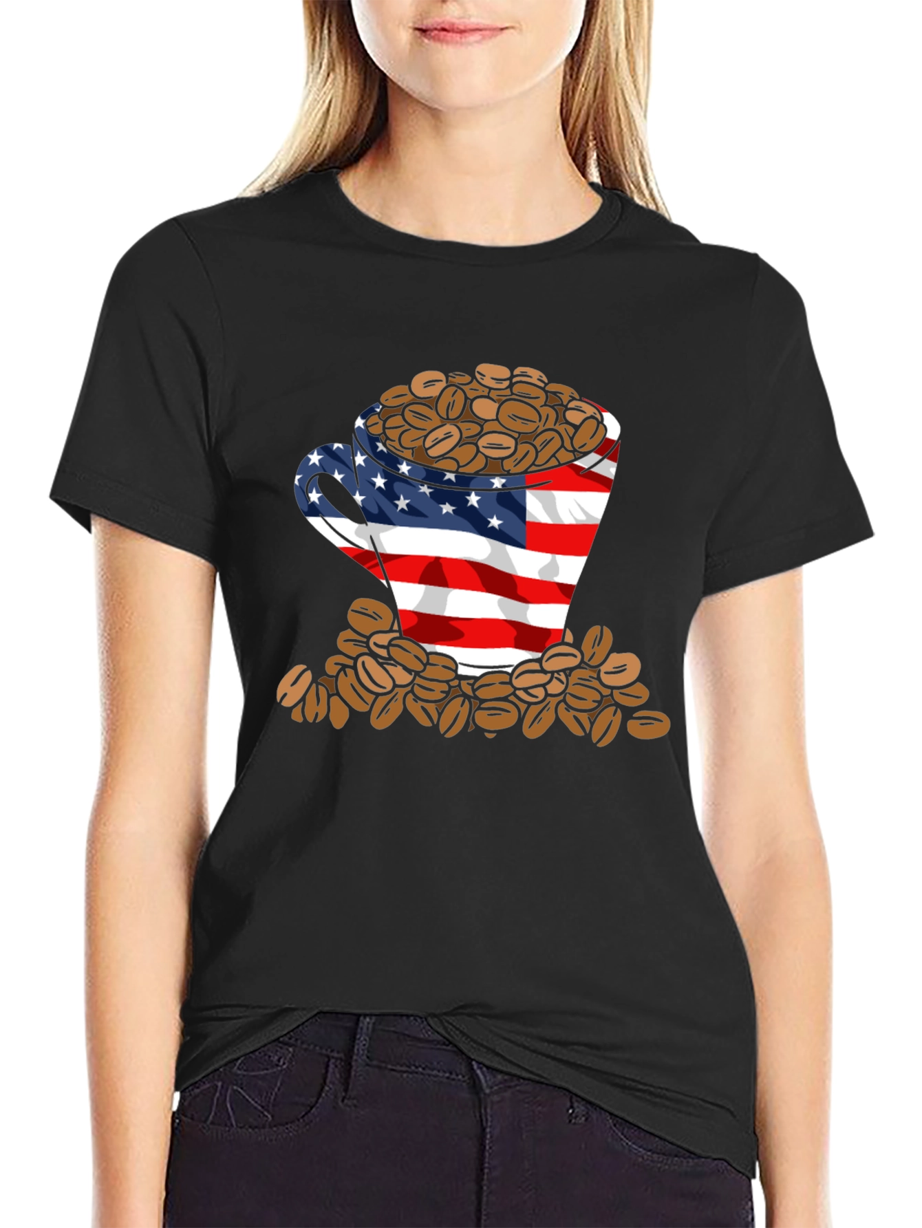 American Flag Coffee Bean T-Shirt