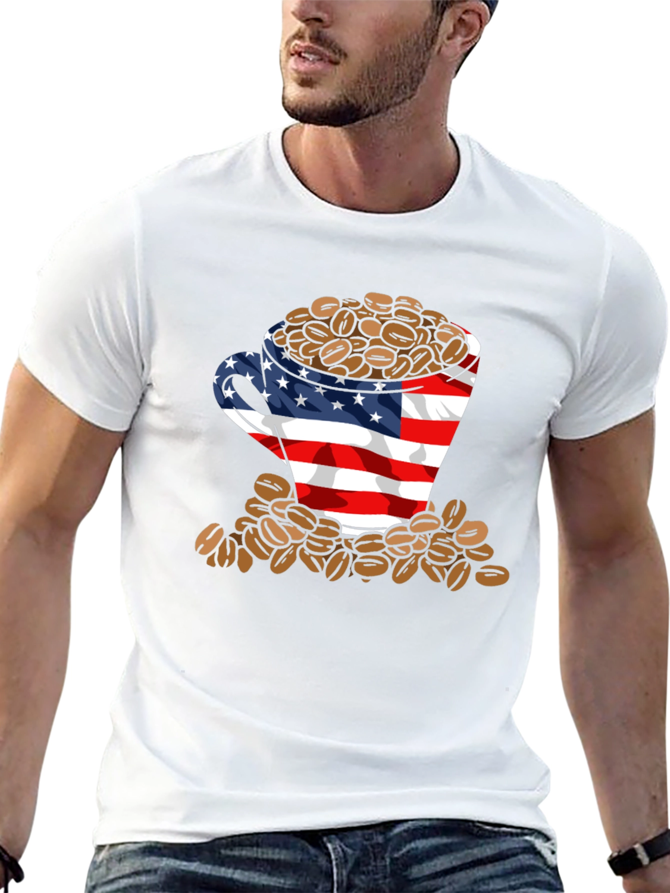American Flag Coffee Bean T-Shirt