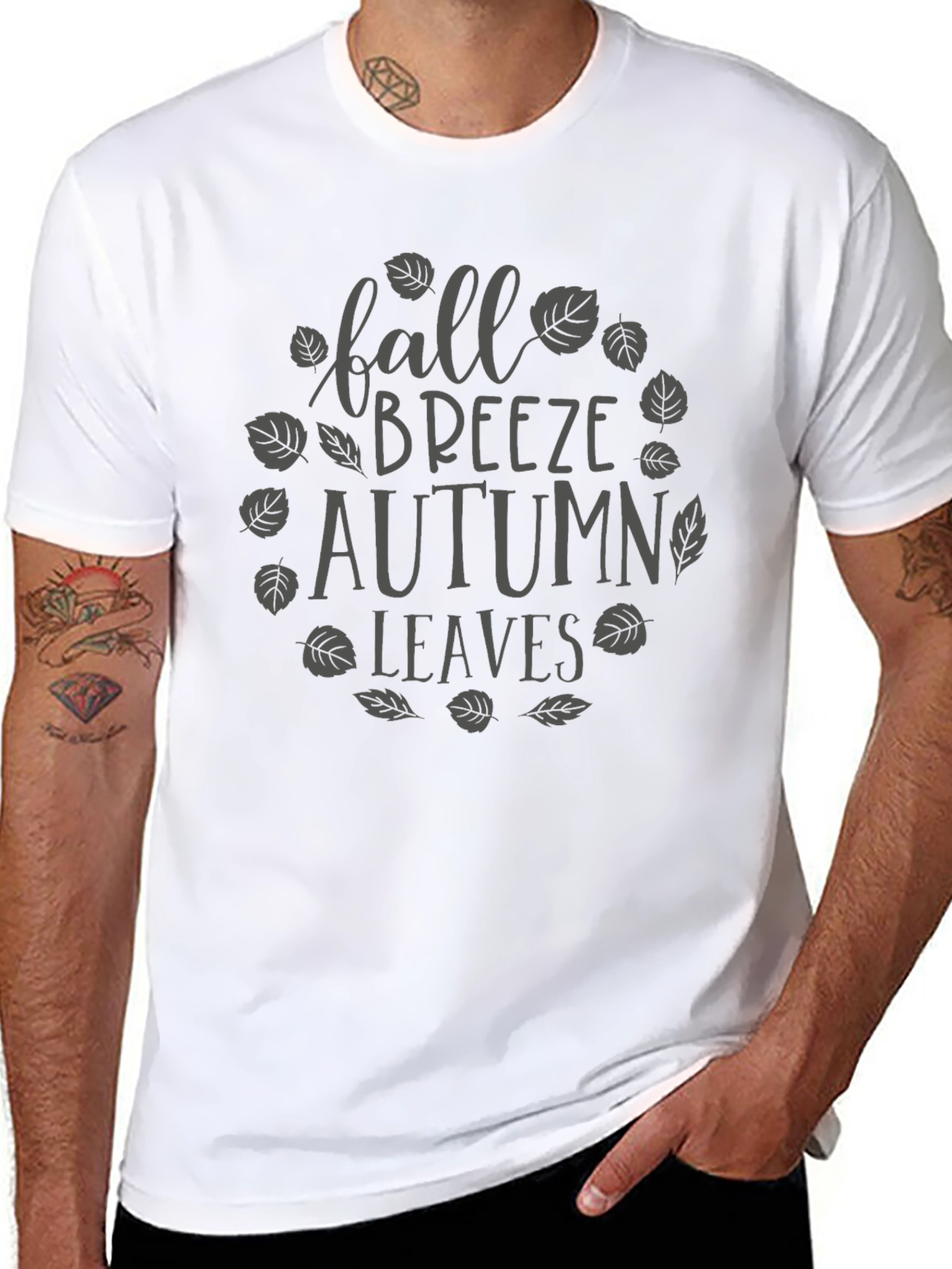 Fall Breeze Autumn Leaves Graphic T-Shirt
