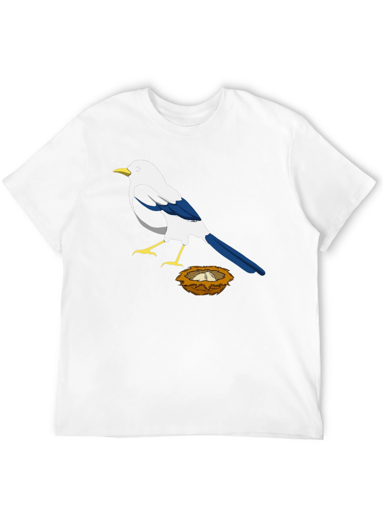 Magpie Bird Nest Graphic T-Shirt - Black