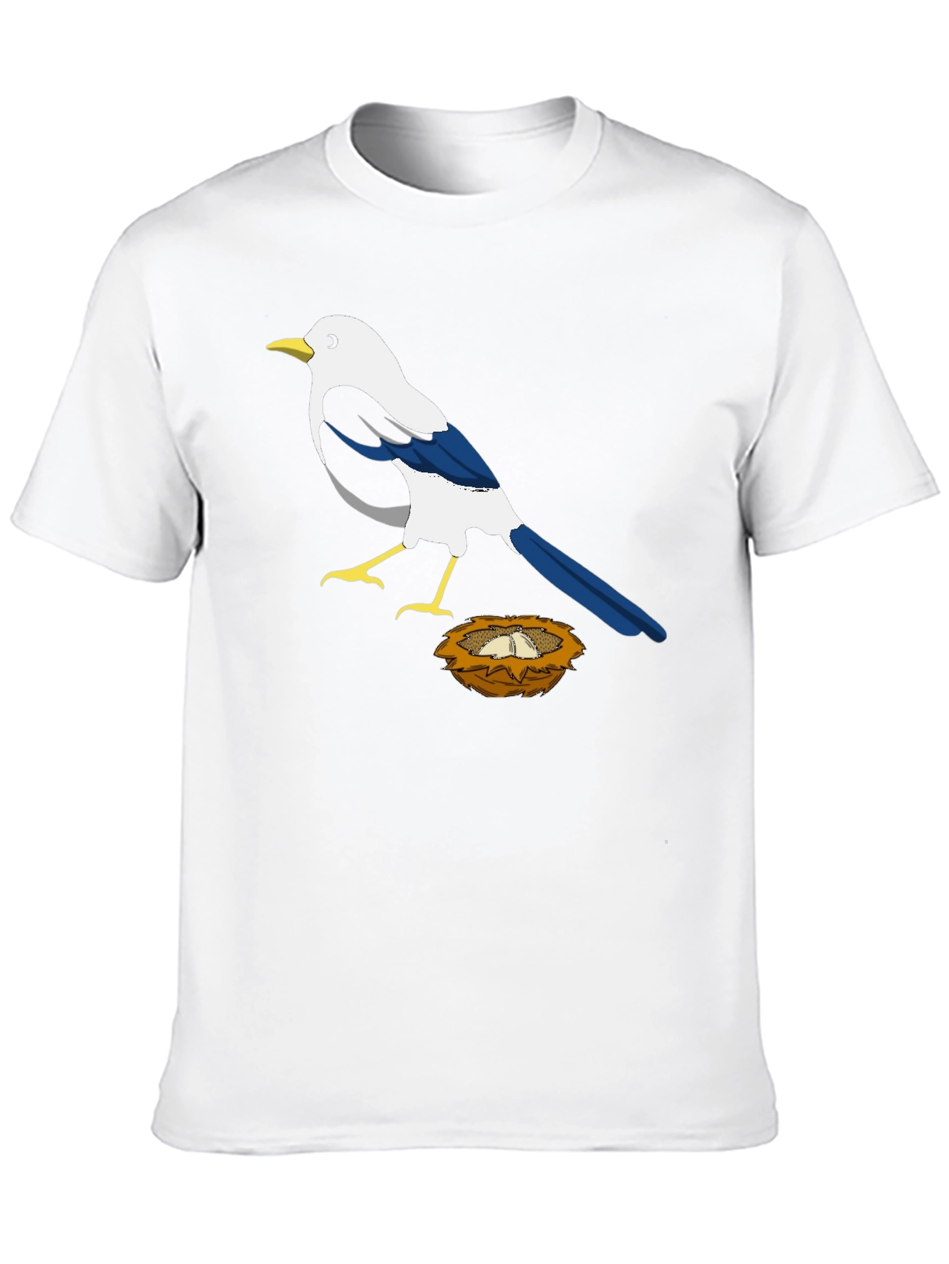 Magpie Bird Nest Graphic T-Shirt - Black