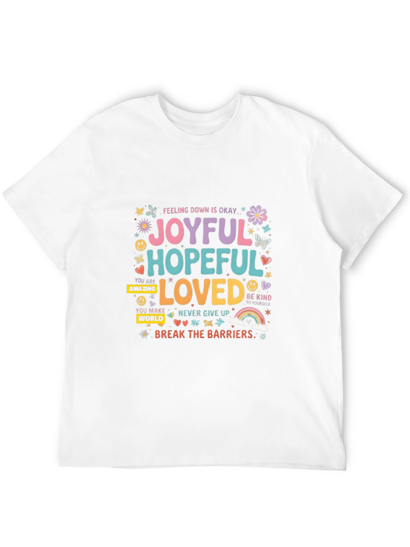 Joyful Hopeful Loved Graphic Tee - Positive Vibes
