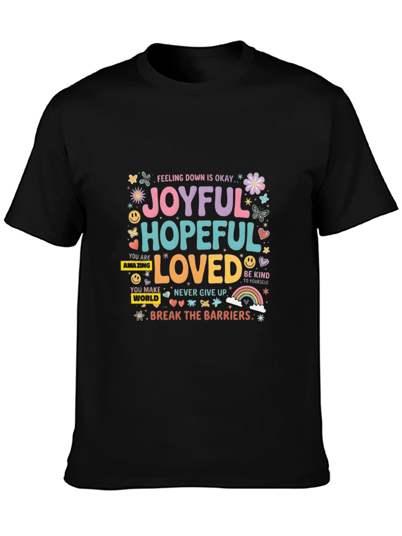 Joyful Hopeful Loved Graphic Tee - Positive Vibes