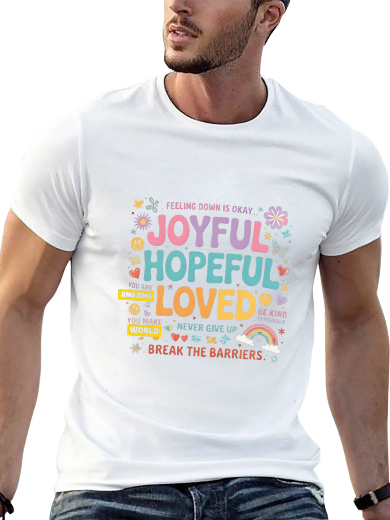 Joyful Hopeful Loved Graphic Tee - Positive Vibes