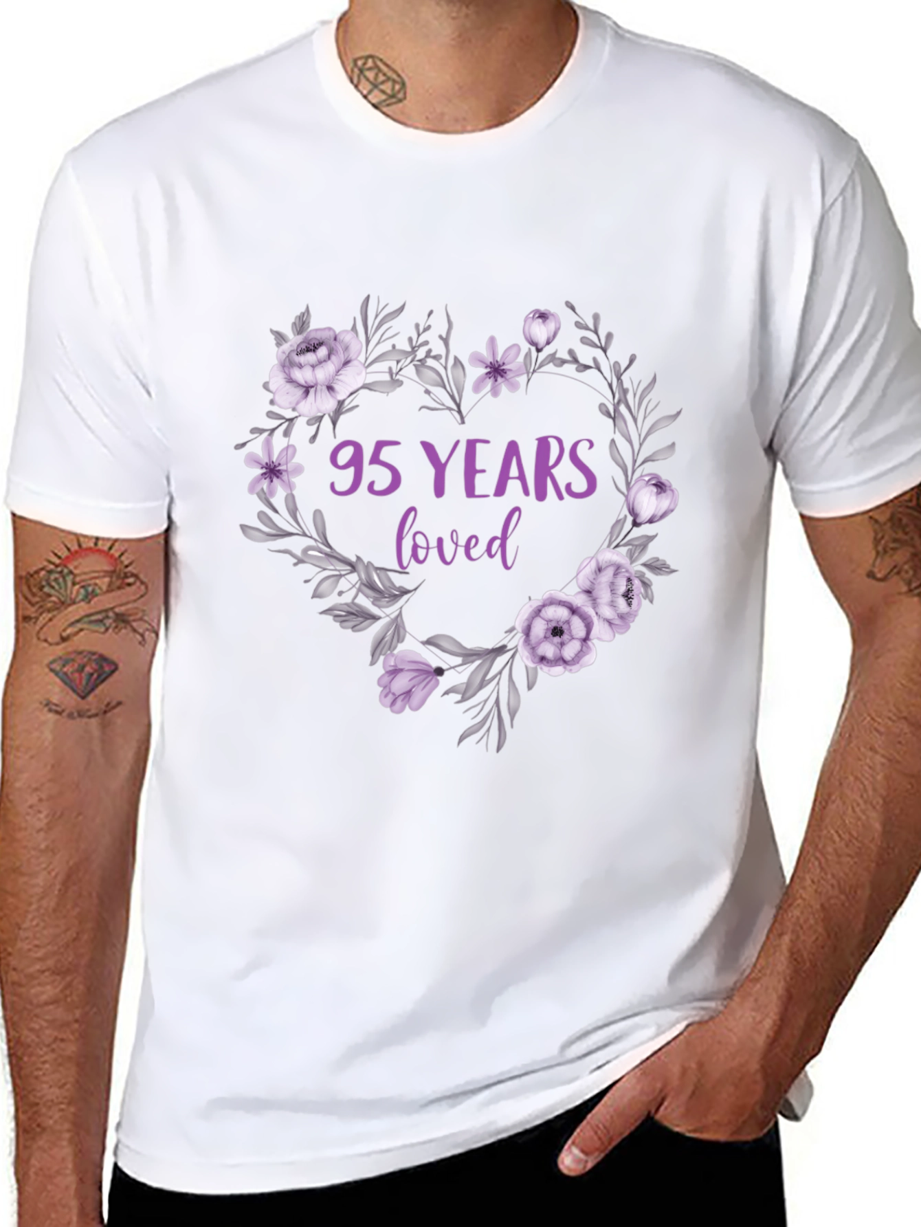 95 Years Loved Floral Heart T-Shirt