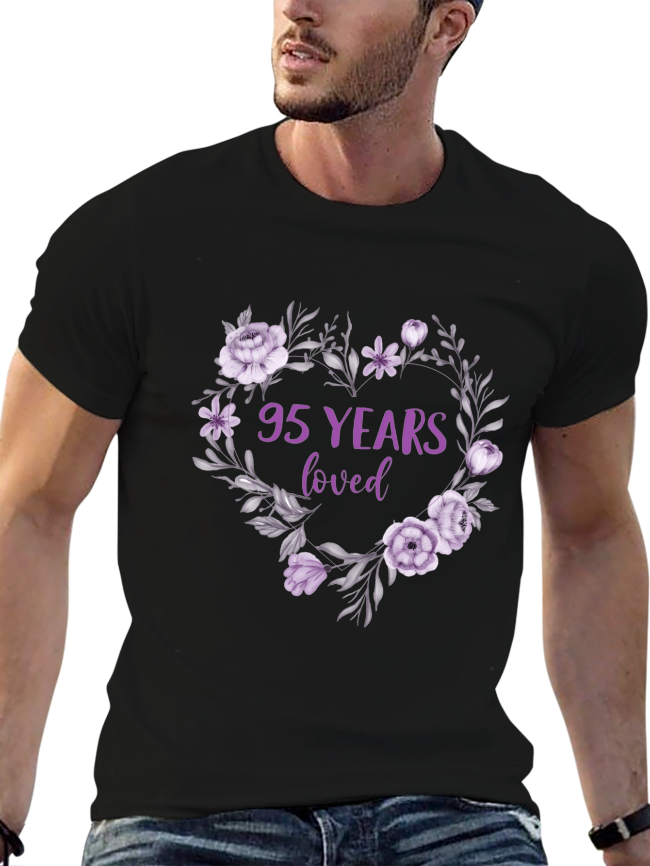 95 Years Loved Floral Heart T-Shirt