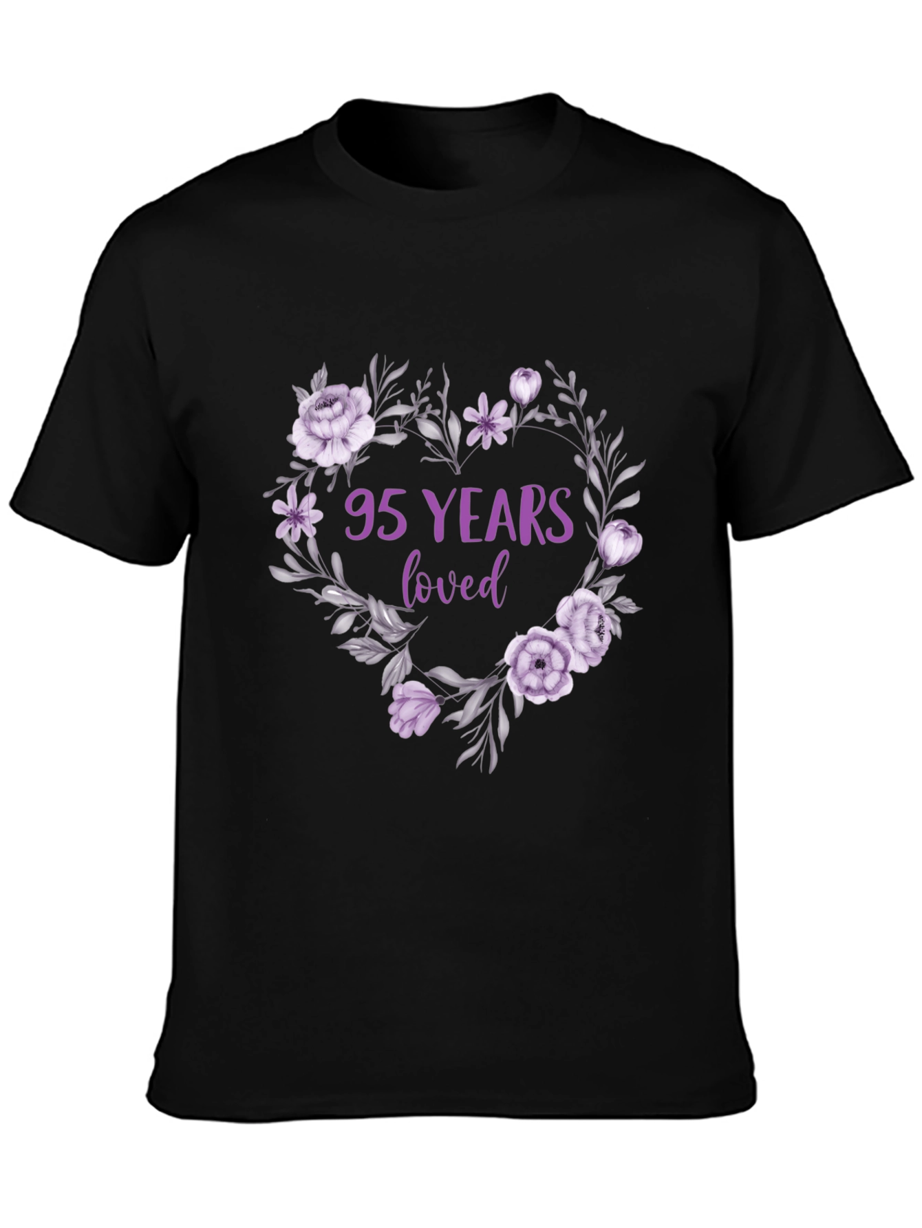 95 Years Loved Floral Heart T-Shirt