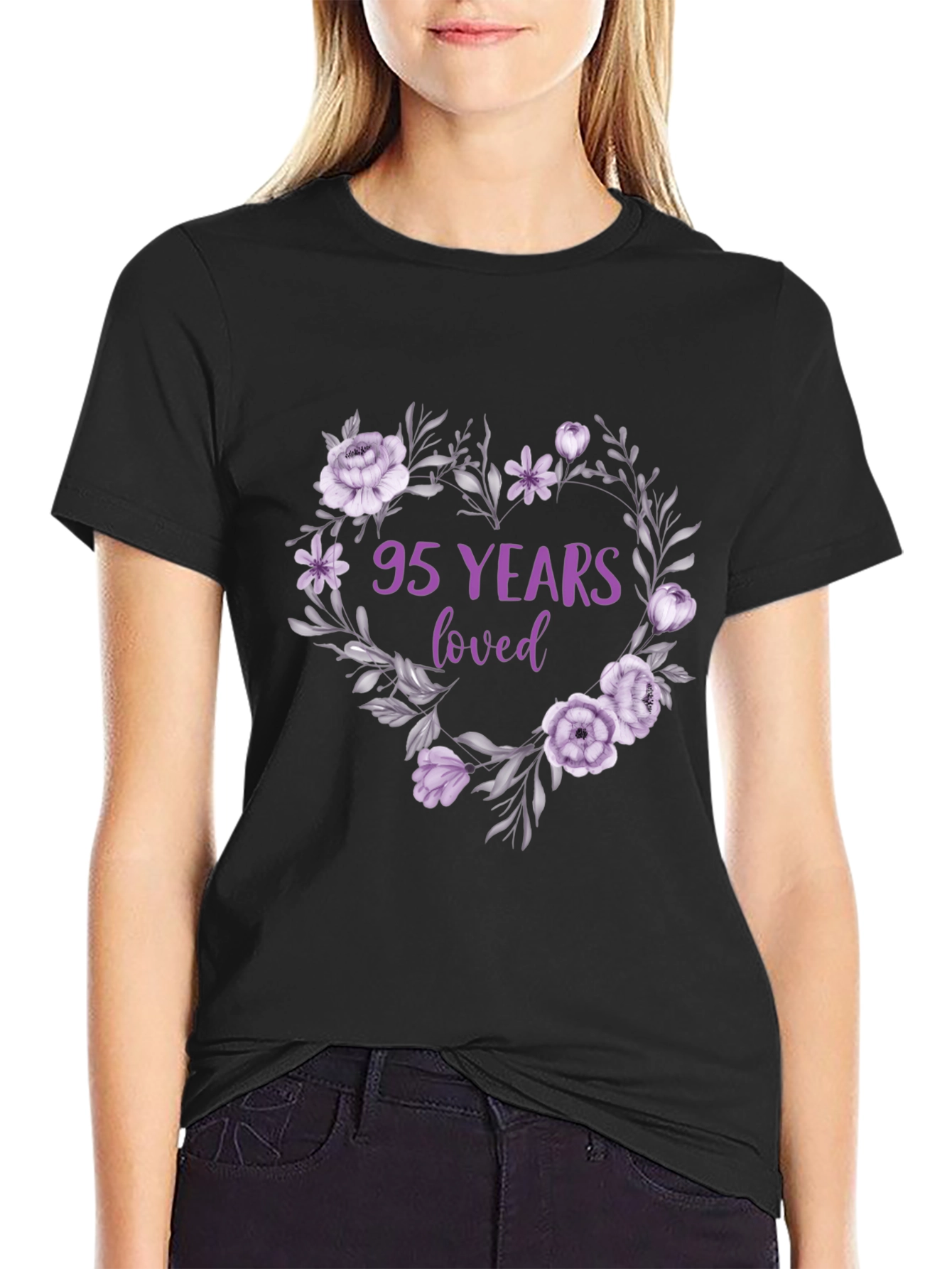 95 Years Loved Floral Heart T-Shirt