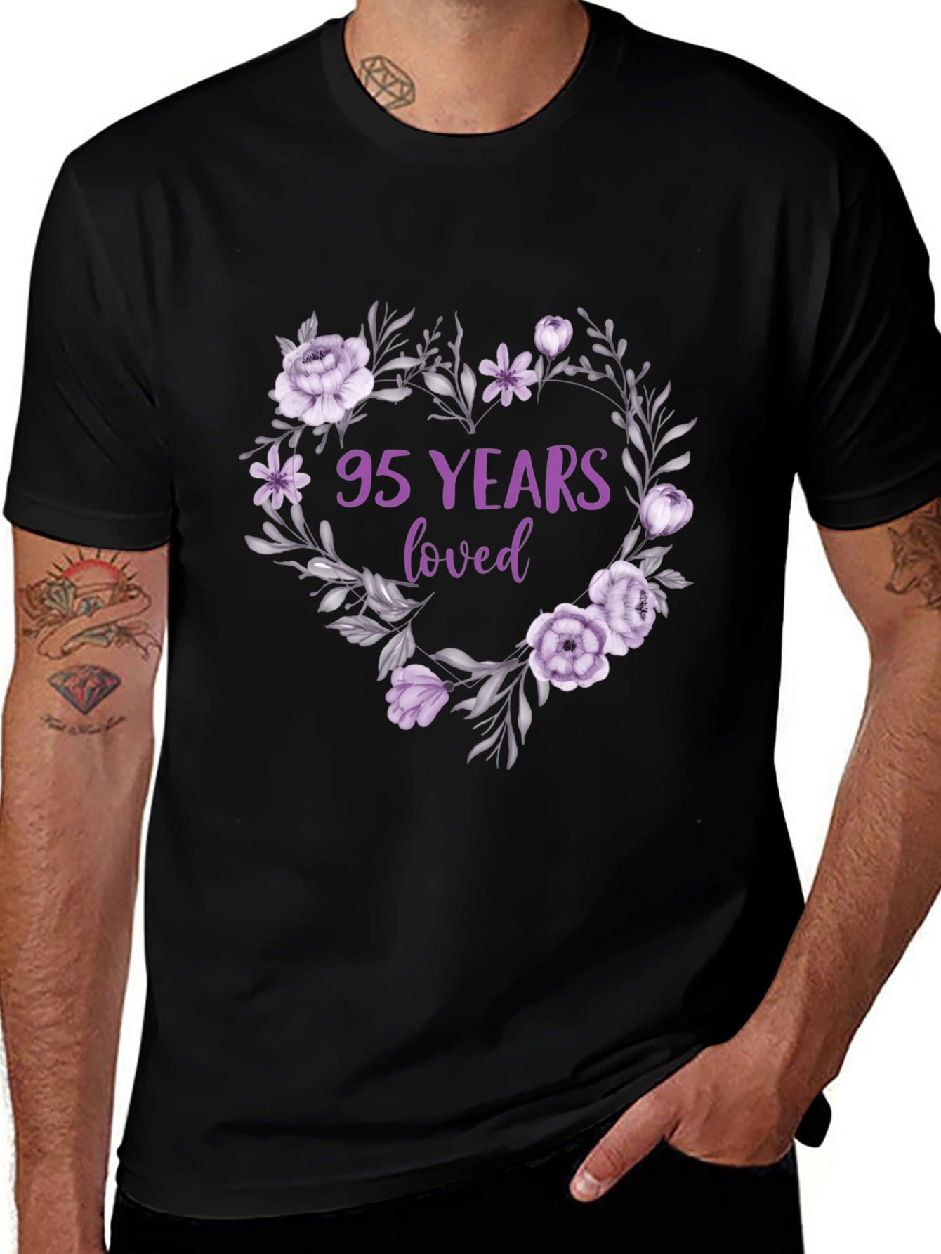 95 Years Loved Floral Heart T-Shirt
