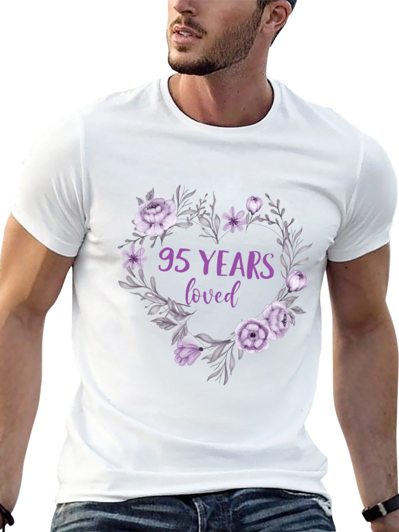 95 Years Loved Floral Heart T-Shirt