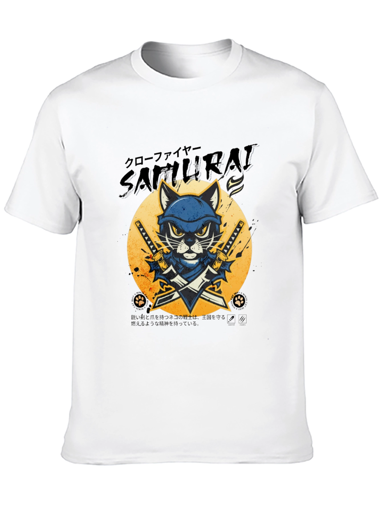 Samurai Cat Graphic Tee - Unique Style!