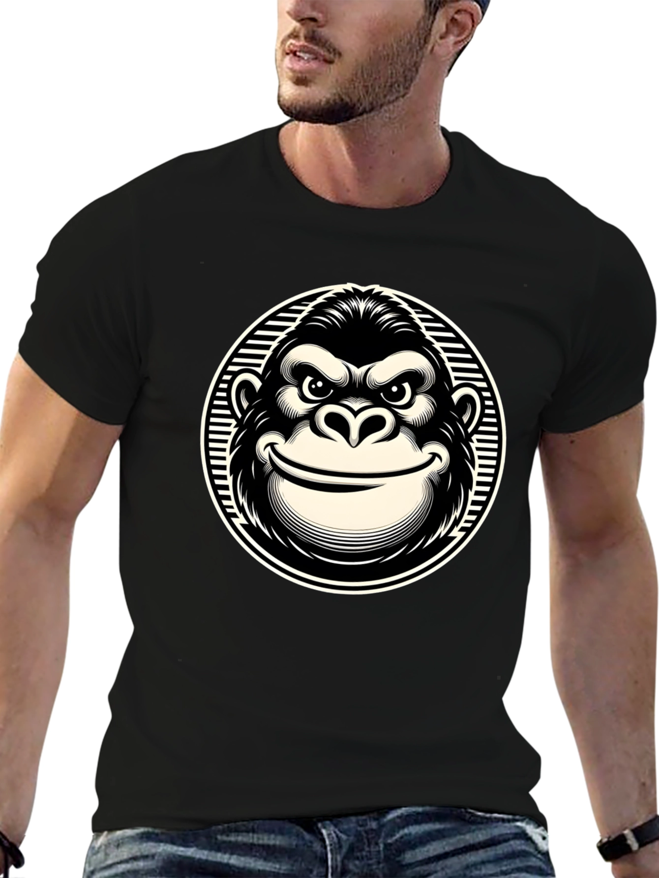 Smiling Gorilla Graphic T-Shirt - Black