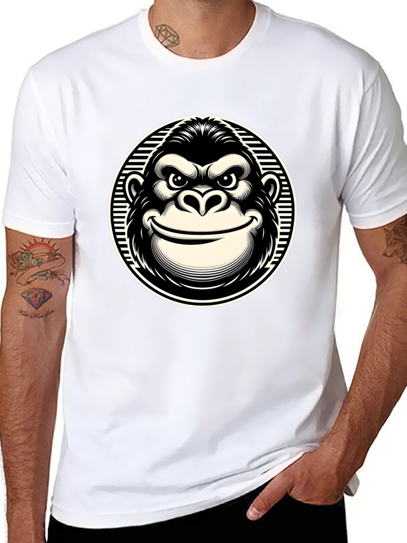 Smiling Gorilla Graphic T-Shirt - Black