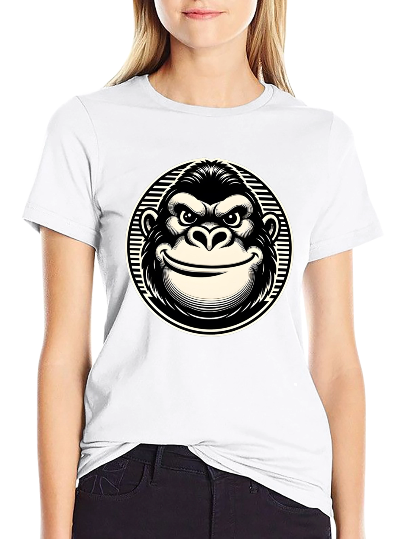 Smiling Gorilla Graphic T-Shirt - Black