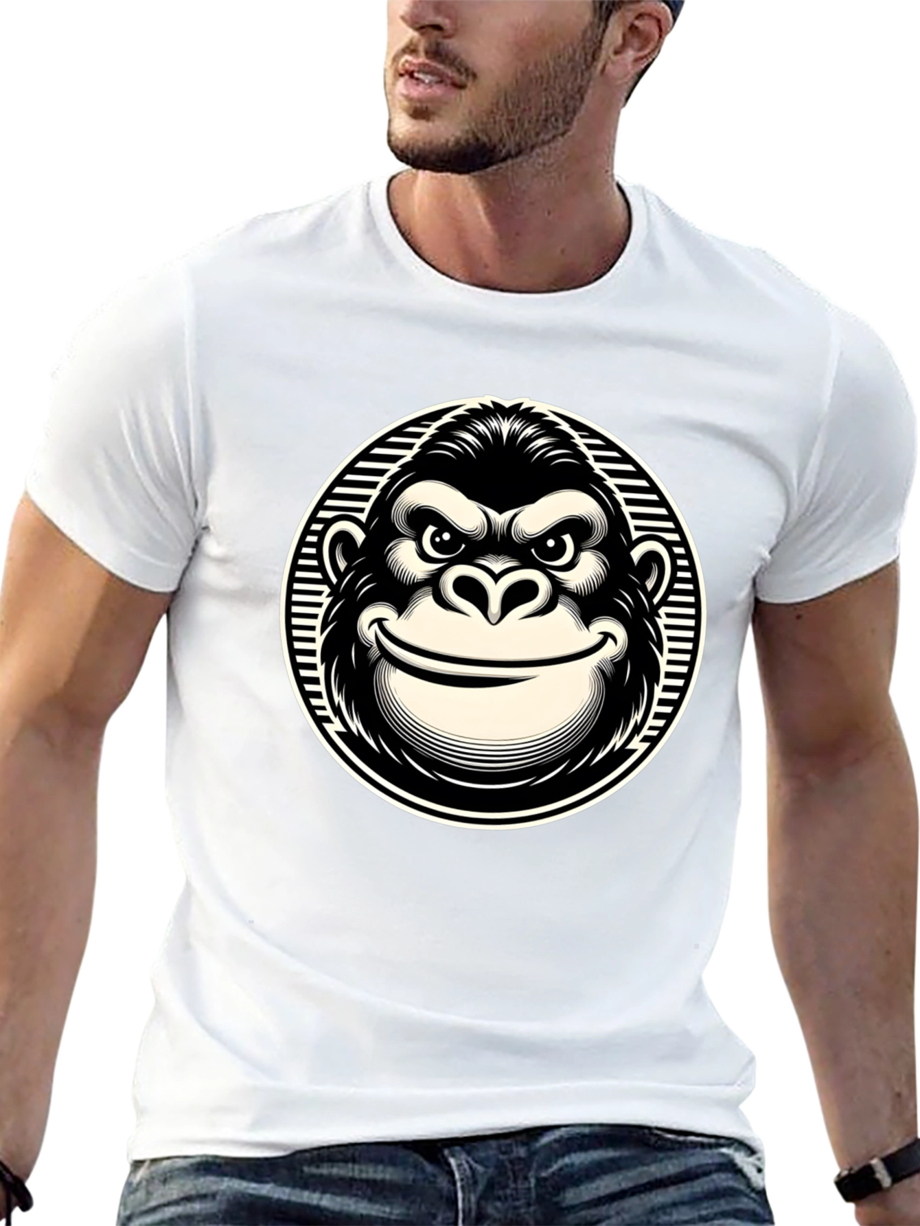 Smiling Gorilla Graphic T-Shirt - Black