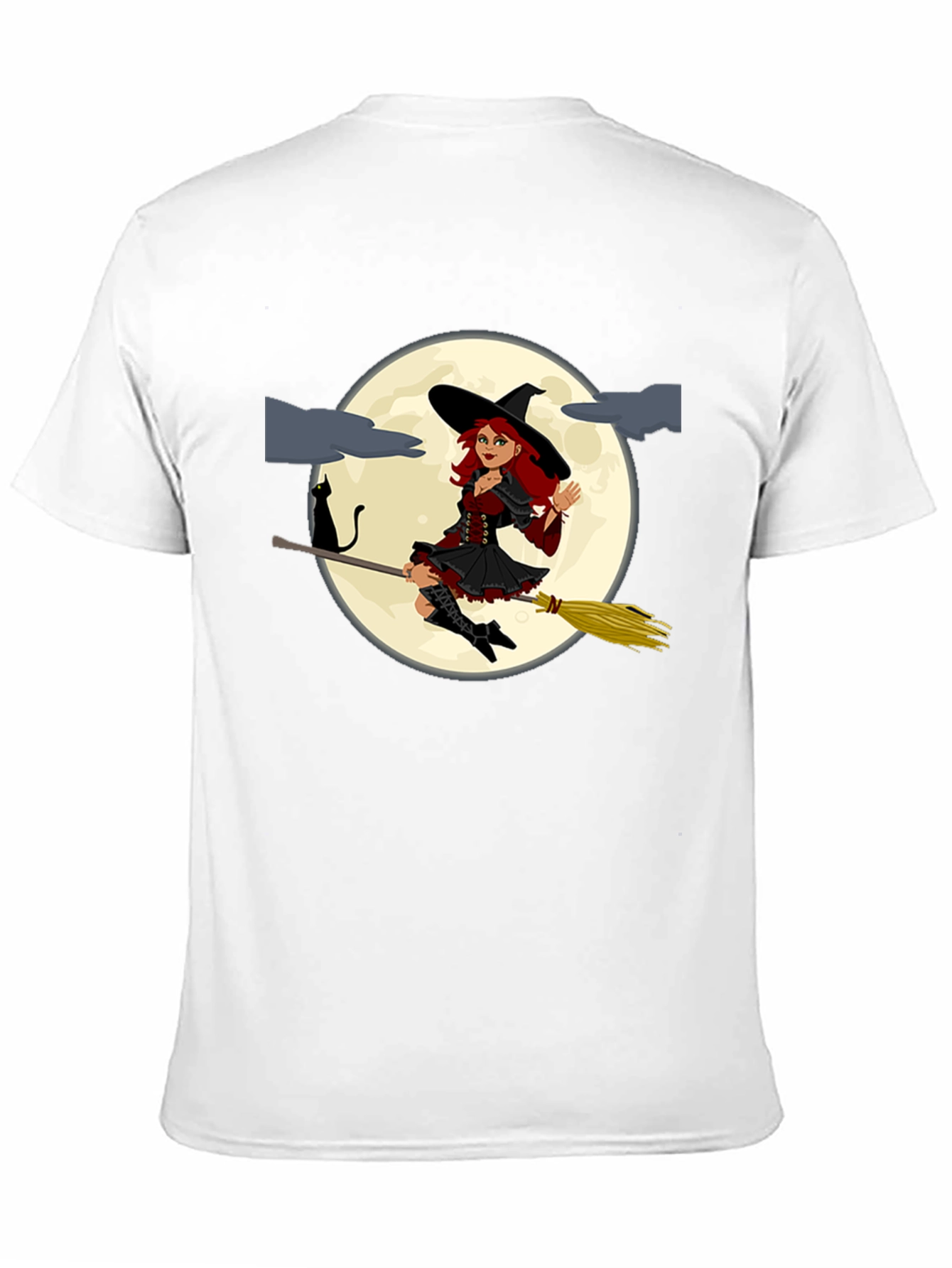 Witch on Broomstick Black T-Shirt