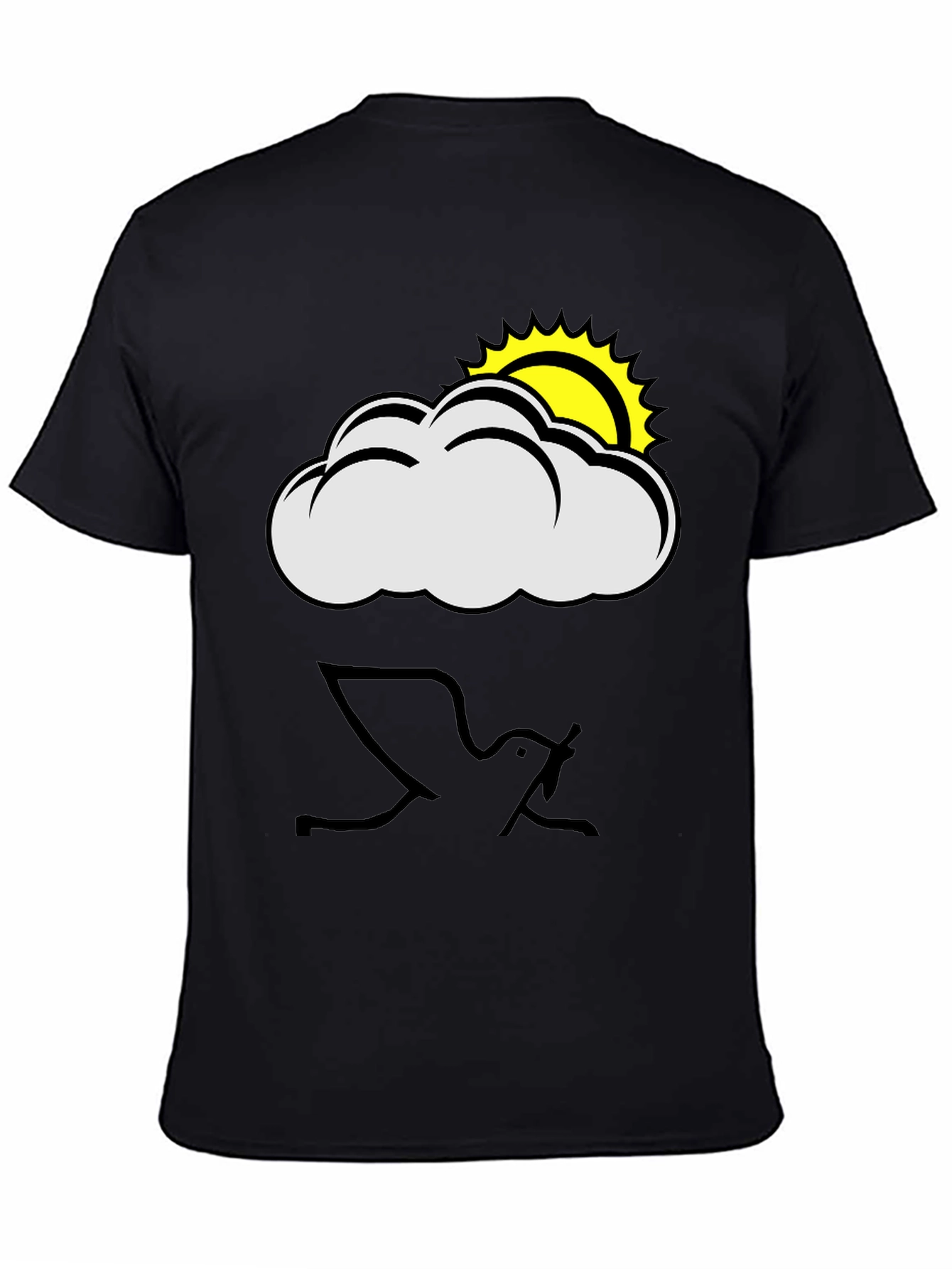 Cloud and Sun Graphic Black T-Shirt