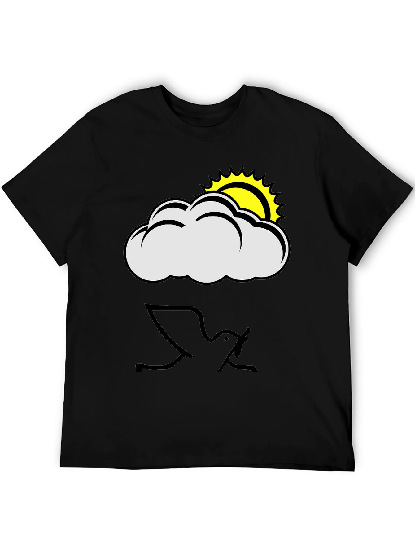 Cloud and Sun Graphic Black T-Shirt
