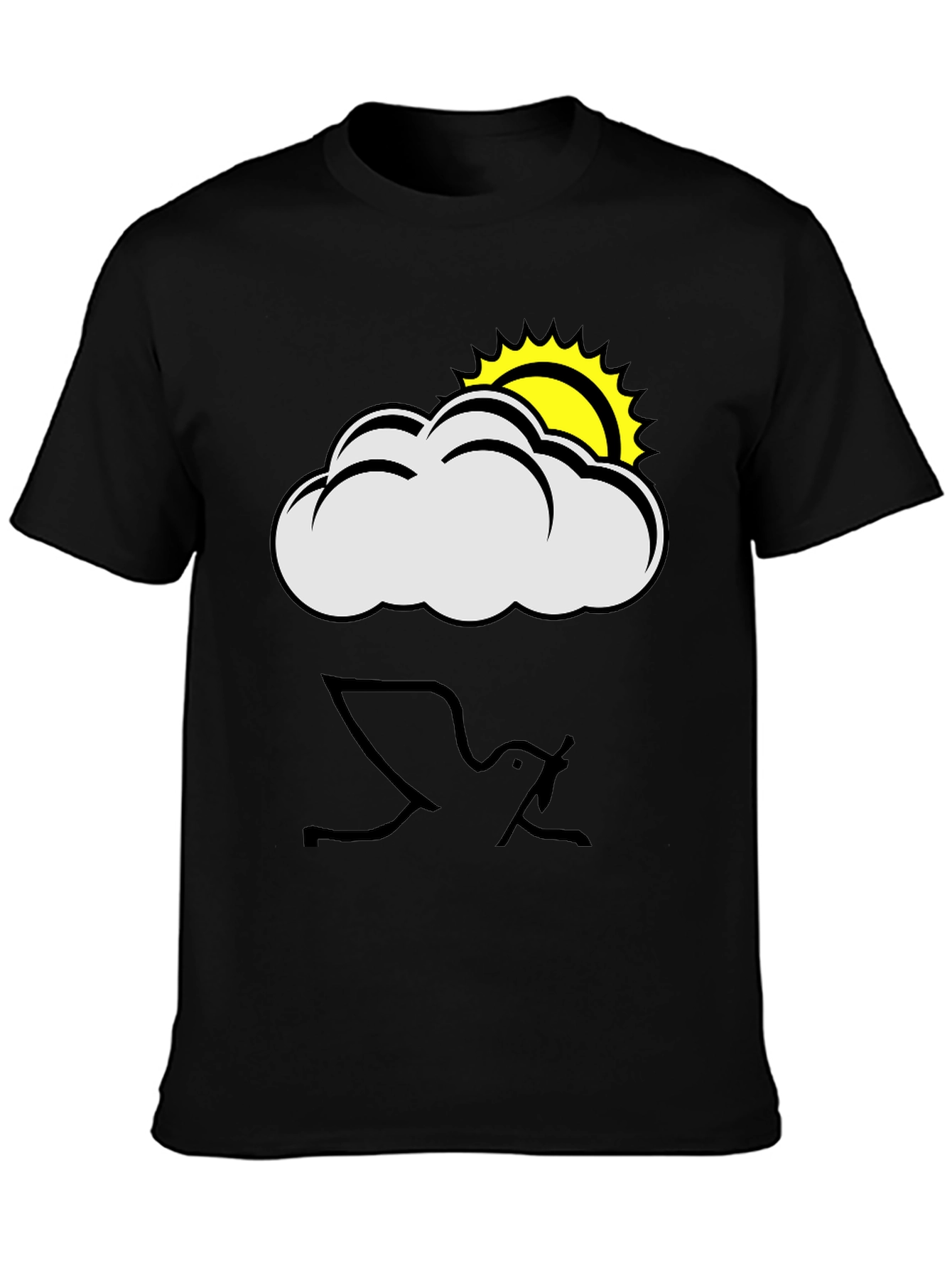 Cloud and Sun Graphic Black T-Shirt